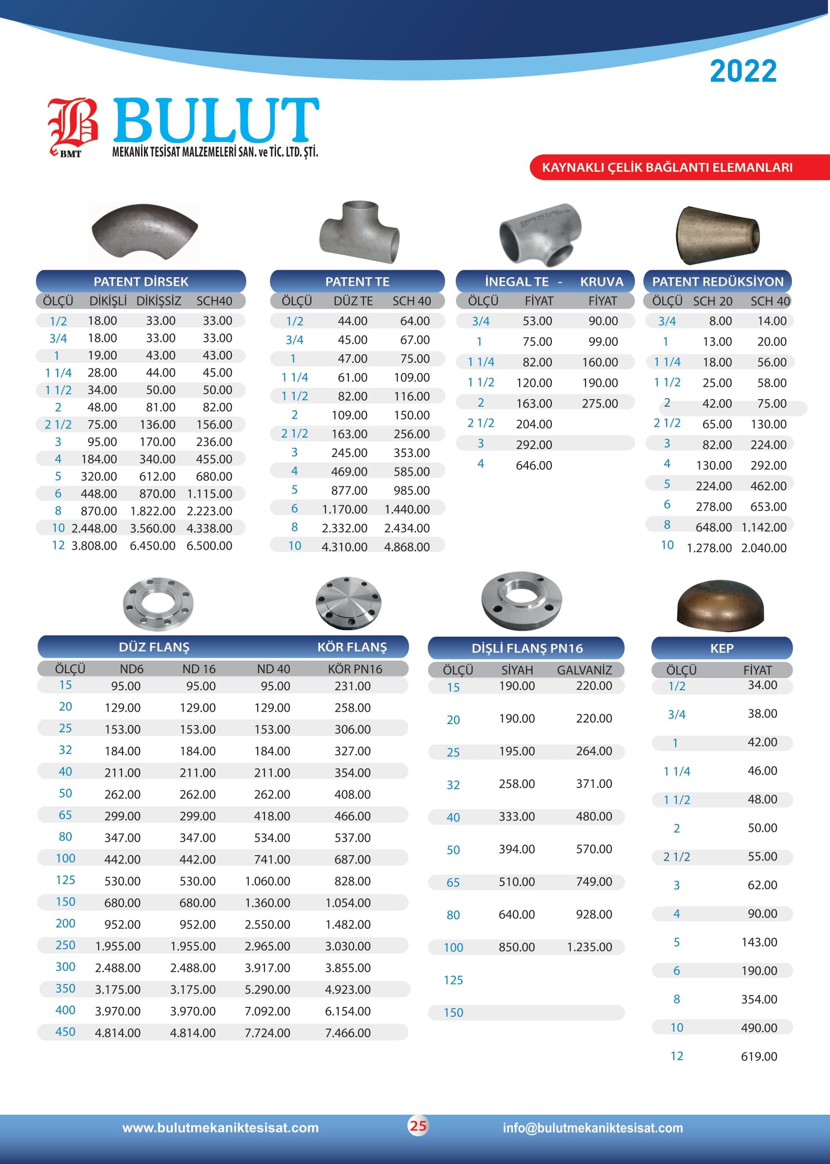 Kaynaklı Çelik Bağlantı Parçaları Fiyatları