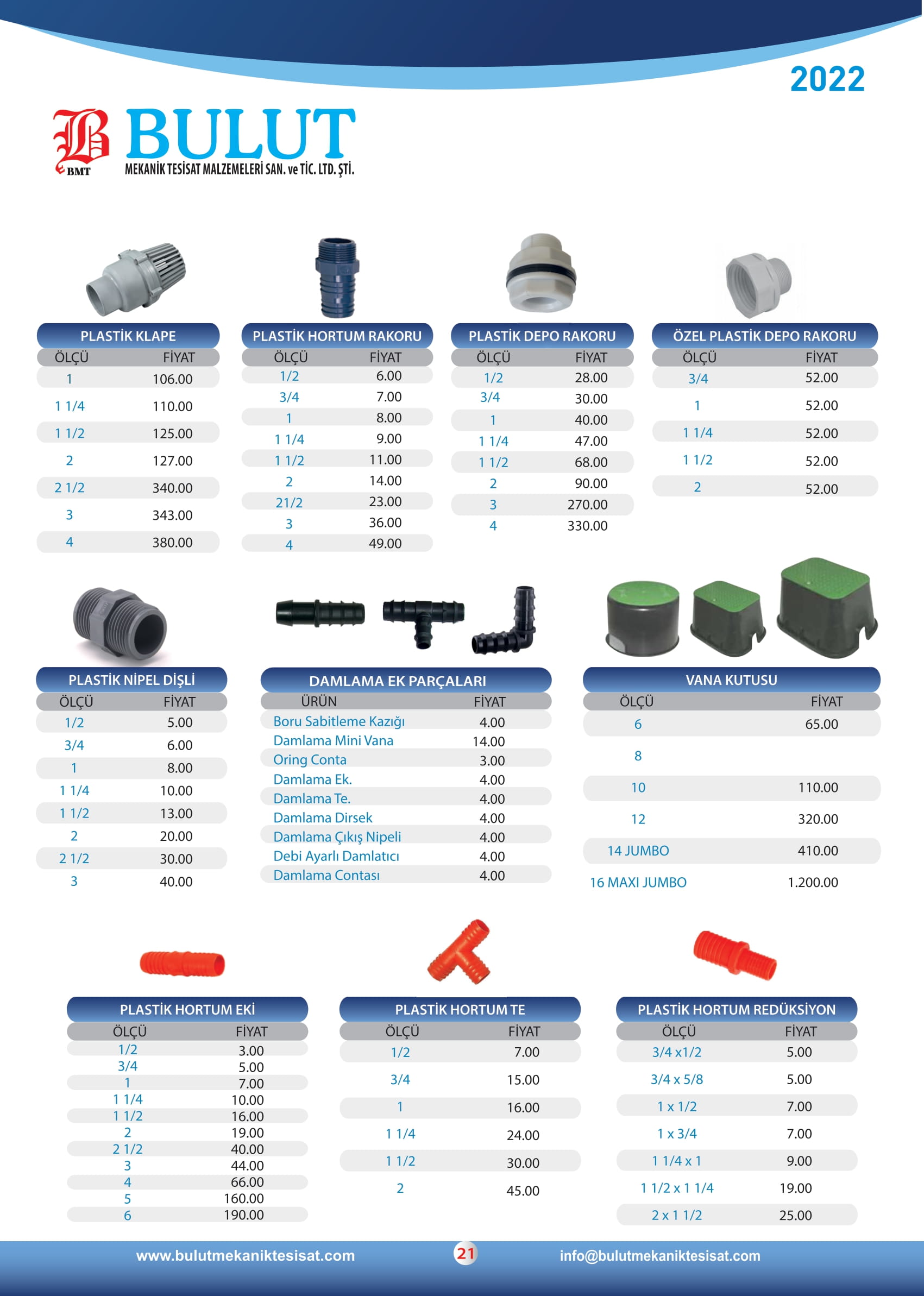 Plastik Klape Nipel TE Fiyat Listesi